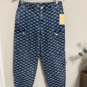 Michael Kors NWT Logo Jacquard Denim Cargo Jogger Pants – Size 2